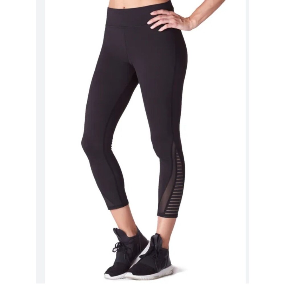 Michi Black High-Rise Cropped Leggings Mesh XS Athleisure Futuristic Edgy